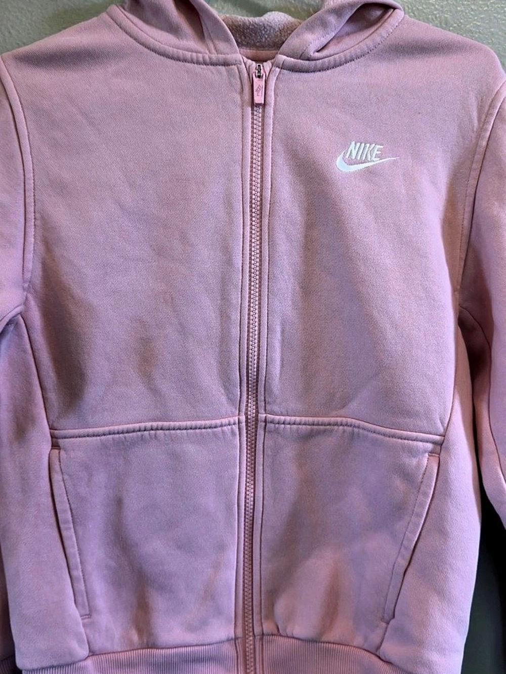 Nike Sportswear Full-Zip Fleece Hoodie Pink Zip Front